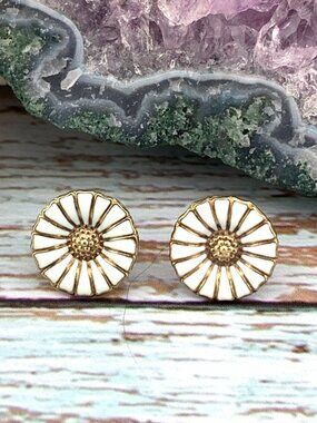 Georg Jensen Daisy Sterling Silver 18k Gold Plated Earrings J1440